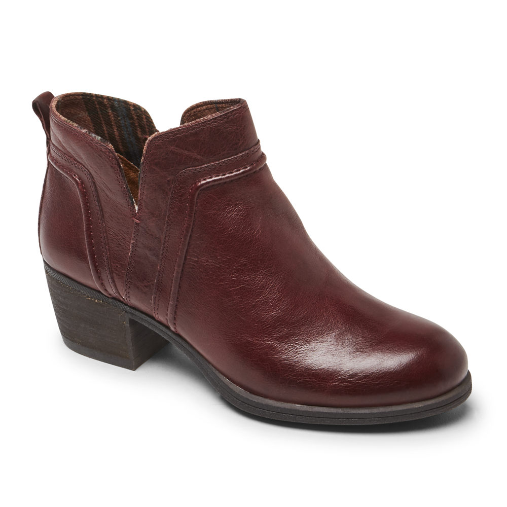 Rockport Womens Booties Burgundy - Cobb Hill Anisa V-Cut - UK 751-GMIZKS